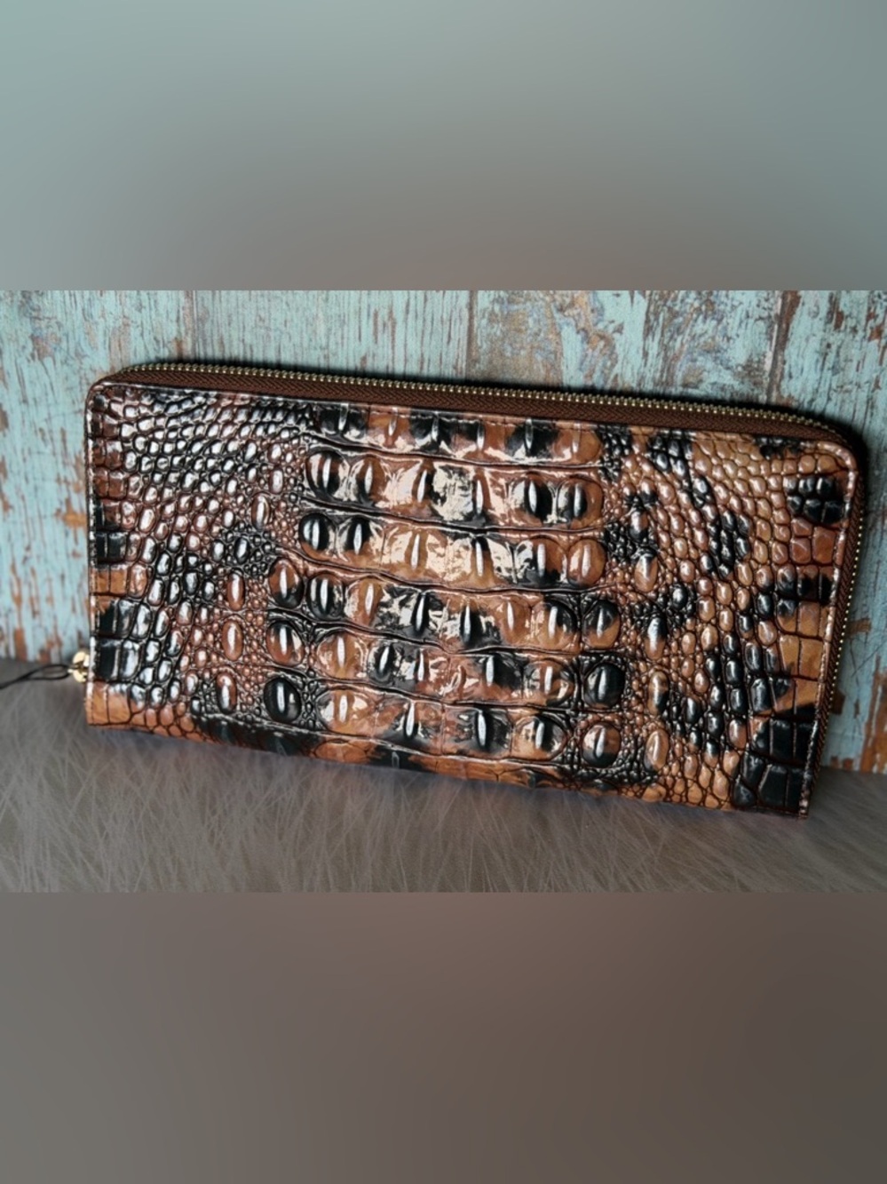 Brahmin Skyler GOLDEN LYNX Wallet Wristlet Clutch Passport Leopard NWT - Picture 10 of 11